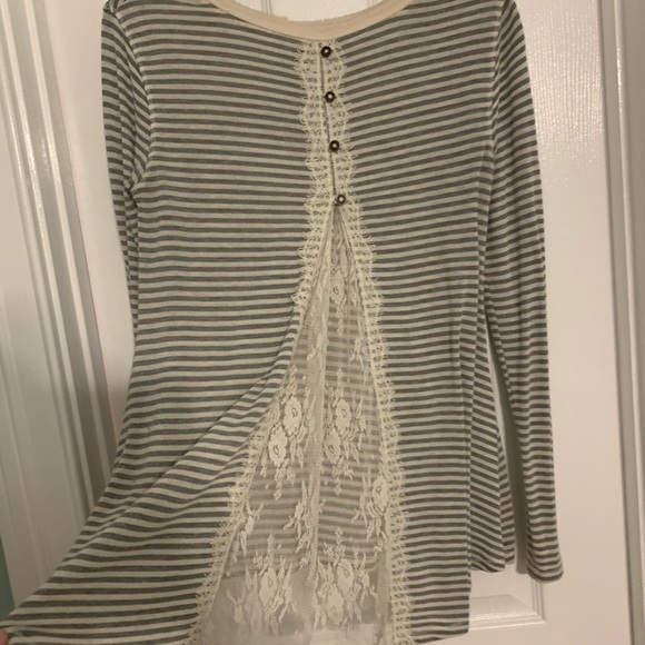 Target brand grey and white striped sweater - Picture 2 of 3